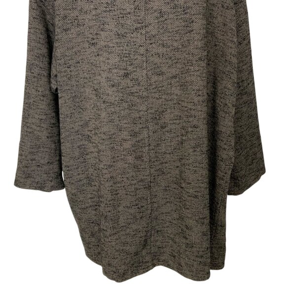 Eileen Fisher High Collar K/L Coat M/L Black Tweed Wool Blend Oversize Lagenlook - Picture 12 of 14